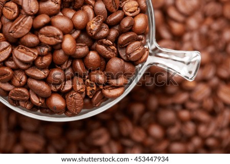 coffee beans in cup in the tray 