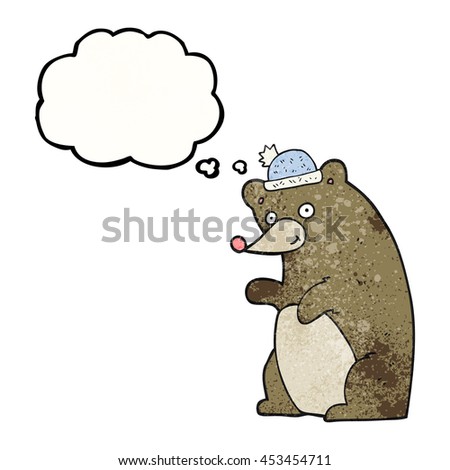 freehand drawn thought bubble textured cartoon bear