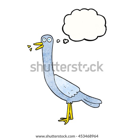 freehand drawn thought bubble textured cartoon bird
