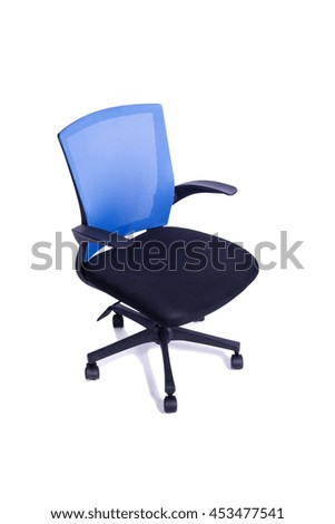 Blue office chair isolated on the white background