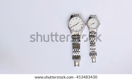 Couple wrist watches isolated on a white background