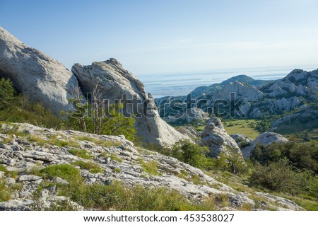 Paklenica national park in Velebit Mountains Croatia Europe. Nature and landscape photo. Day time at summer. Good nice weather with clear blue sky.