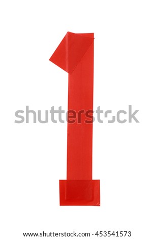 Number one symbol made of insulating tape isolated over the white background