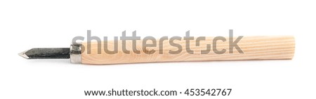 Single hand carving wood chisel tool isolated over the white background