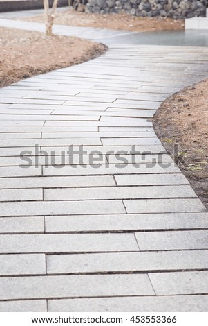 Pavement made of stone in the park
