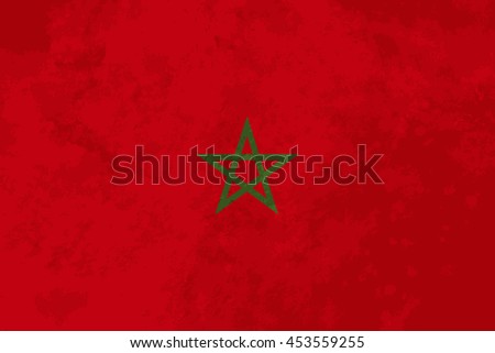 True proportions Morocco flag with grunge texture