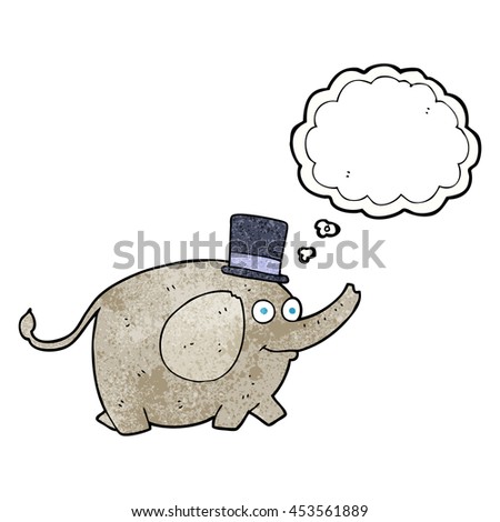freehand drawn thought bubble textured cartoon elephant