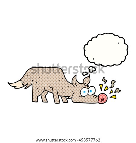 freehand drawn thought bubble cartoon dog sniffing 