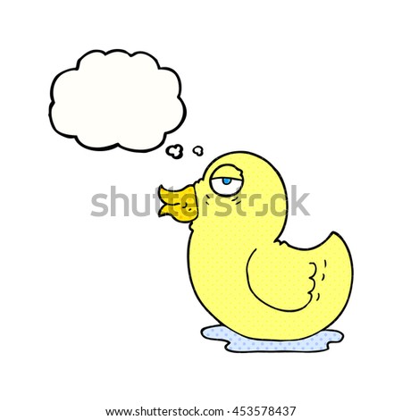 freehand drawn thought bubble cartoon rubber duck