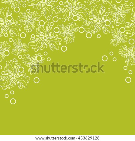 Abstract hand-drawn creative background of stylized flowers in white and yellow-green colors. Vector illustration.