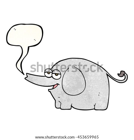 freehand speech bubble textured cartoon elephant squirting water