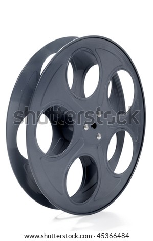 Empty movie reel isolated over white background