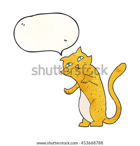 freehand speech bubble textured cartoon cat