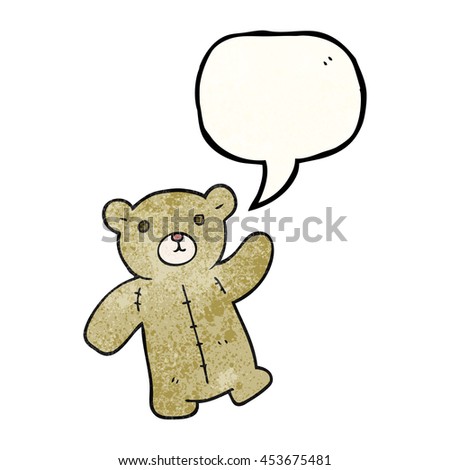 freehand speech bubble textured cartoon teddy bear