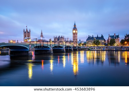Big Ben and House of Parliament at Night, London, United Kingdom.