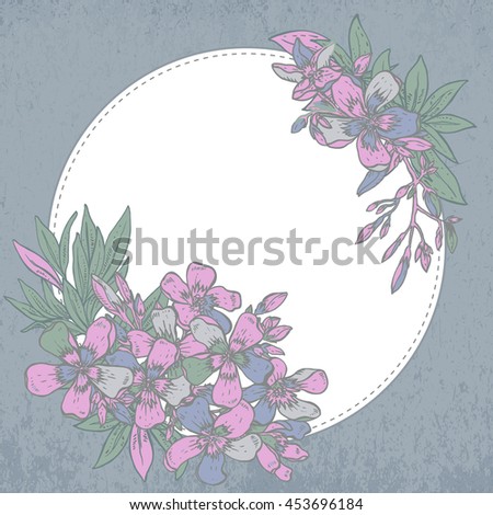 Vector illustration. hand drawn composition of rhododendron flowers on white background. Template for print, invitation card, greeting card.