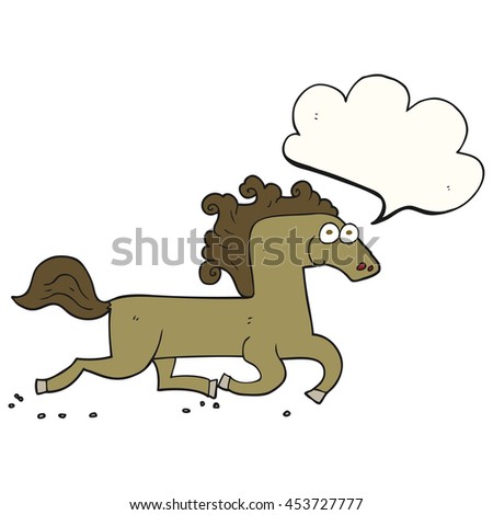 freehand drawn speech bubble cartoon running horse