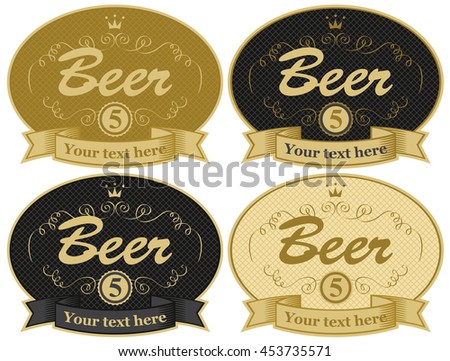 set of vector labels for beer in retro style