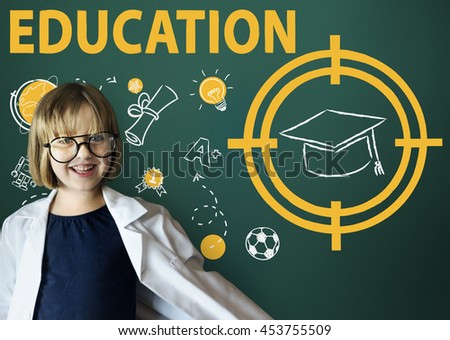 Education Word Hat Computer Learning Graphic Concept