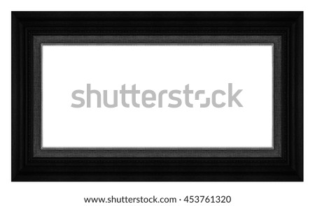 Antique picture wood black frame isolated on white background, tracery beautiful small flowers, clipping path