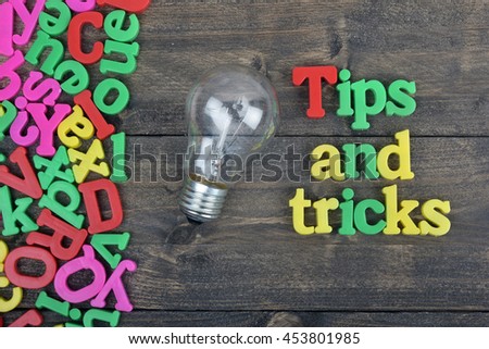 Tips and tricks word on wooden table