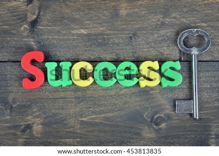 Success word on wooden table