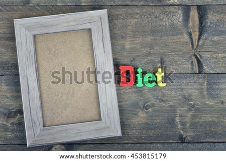Diet  word on wooden table