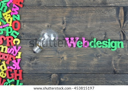 Webdesign word on wooden table