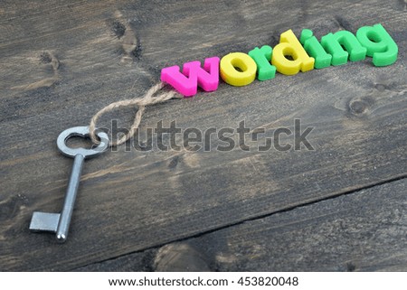 Keywording word on wooden table