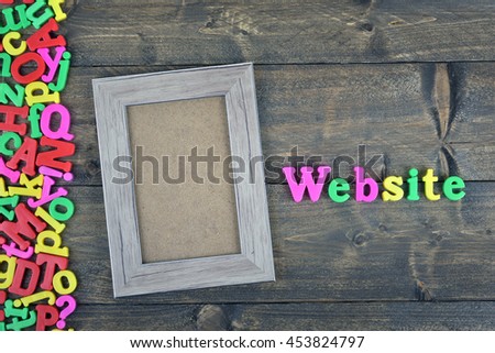 Website word on wooden table
