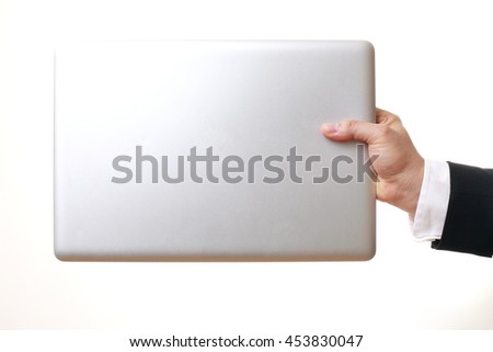 The Asian businessman' hand on the white background.