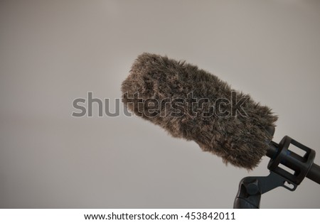Boom microphone with fluffy wind gag 
