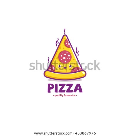 vector logo slice of pizza character design