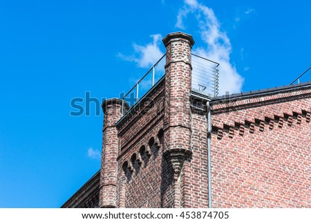 Facade of an old renovated brick house