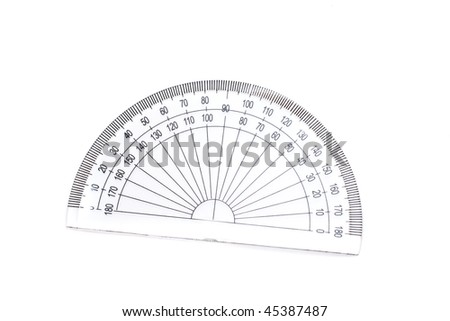geometric protractor on a white background close up