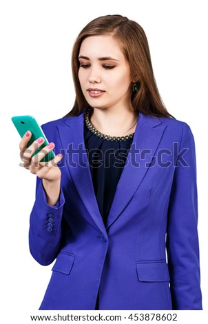 Young beautiful woman using smartphone