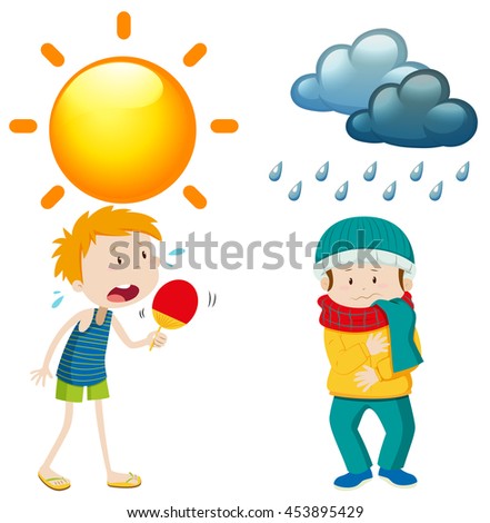 People in summer and winter illustration