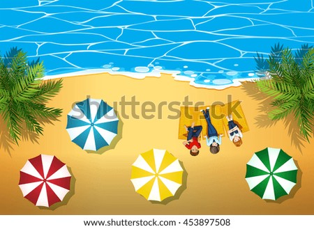 People hanging out on the beach illustration