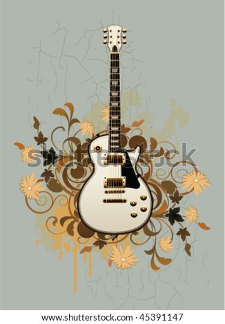 Electric guitar on a retro background
