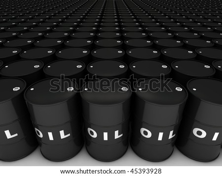Rows of oil barrels stretching to horizon Royalty-Free Stock Photo #45393928
