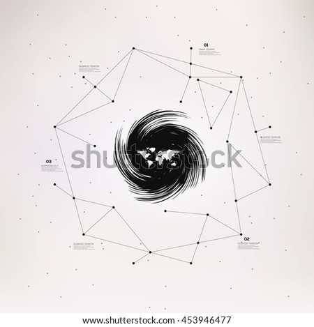 Infographic elements Connection with connected lines and dots with world map

