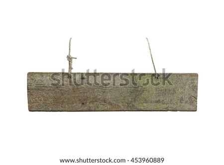 blank wooden signboard isolated on white background.