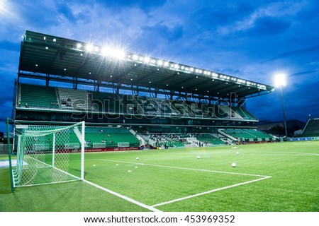 View Of Leo Stadium Skyline At Twilight Before Royalty Free Stock Photo Avopix Com