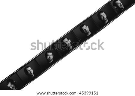 filmstrip on a white isolated background with funny faces