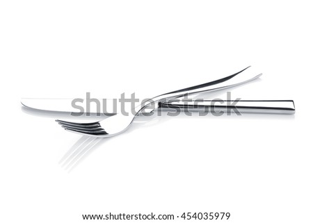 Silverware or flatware set of fork and knife. Isolated on white background