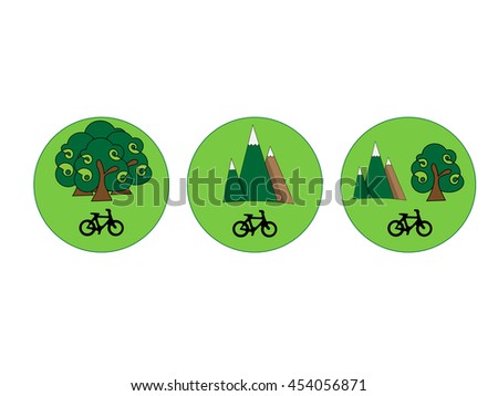 Green bike with nature logo. Save the planet eco concept. Vector illustrator.