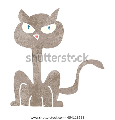 freehand retro cartoon angry cat