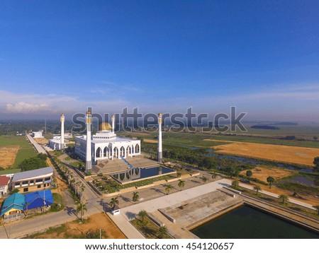 Central Mosque of Songkhla, Thailand. Aerial shot in sunny day.