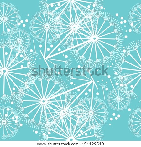 Seamless pattern with decorative dill plant on spotted background. Vector illustration.