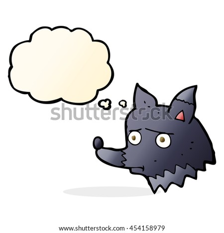 cartoon unhappy dog with thought bubble